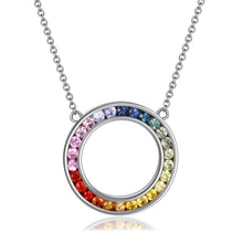 Load image into Gallery viewer, Halo 18K/750 white gold necklace with natural sapphire