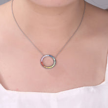 Load image into Gallery viewer, Halo 18K/750 white gold necklace with natural sapphire
