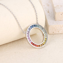 Load image into Gallery viewer, Halo 18K/750 white gold necklace with natural sapphire