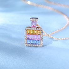 Load image into Gallery viewer, Halo 18K/750 white gold necklace with natural sapphire