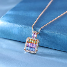 Load image into Gallery viewer, Halo 18K/750 white gold necklace with natural sapphire