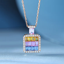 Load image into Gallery viewer, Halo 18K/750 white gold necklace with natural sapphire