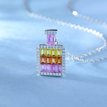 Load image into Gallery viewer, Halo 18K/750 white gold necklace with natural sapphire