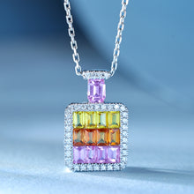 Load image into Gallery viewer, Halo 18K/750 white gold necklace with natural sapphire