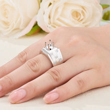 Load image into Gallery viewer, "Couple Ring" 18K rotatable custom-engraved couple diamond ring