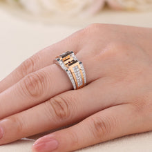 Load image into Gallery viewer, "Couple Ring" 18K rotatable custom-engraved couple diamond ring