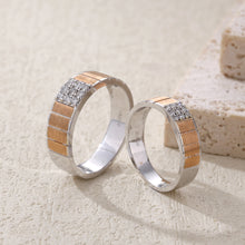 Load image into Gallery viewer, "Couple Ring" 18K rotatable custom-engraved couple diamond ring