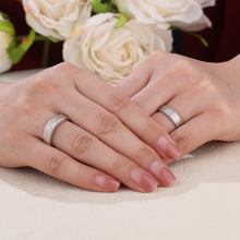 Load image into Gallery viewer, "Couple Ring" 18K rotatable custom-engraved couple diamond ring