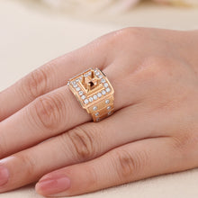 Load image into Gallery viewer, "Couple Ring" 18K rotatable custom-engraved couple diamond ring