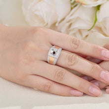 Load image into Gallery viewer, "Couple Ring" 18K rotatable custom-engraved couple diamond ring