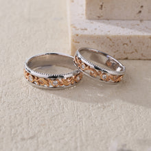 Load image into Gallery viewer, "Couple Ring" 18K rotatable custom-engraved couple diamond ring