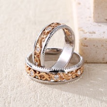Load image into Gallery viewer, "Couple Ring" 18K rotatable custom-engraved couple diamond ring