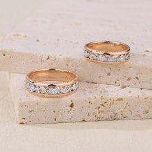 Load image into Gallery viewer, "Couple Ring" 18K rotatable custom-engraved couple diamond ring