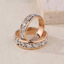 Load image into Gallery viewer, "Couple Ring" 18K rotatable custom-engraved couple diamond ring