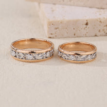 Load image into Gallery viewer, "Couple Ring" 18K rotatable custom-engraved couple diamond ring