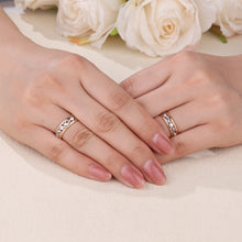 Load image into Gallery viewer, "Couple Ring" 18K rotatable custom-engraved couple diamond ring