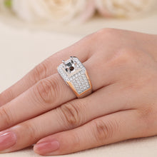 Load image into Gallery viewer, "Couple Ring" 18K rotatable custom-engraved couple diamond ring