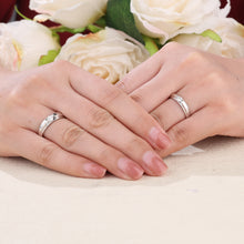 Load image into Gallery viewer, "Couple Ring" 18K rotatable custom-engraved couple diamond ring