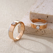 Load image into Gallery viewer, "Couple Ring" 18K rotatable custom-engraved couple diamond ring