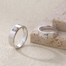 Load image into Gallery viewer, "Couple Ring" 18K rotatable custom-engraved couple diamond ring