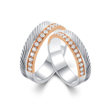 Load image into Gallery viewer, "Couple Ring" 18K rotatable custom-engraved couple diamond ring
