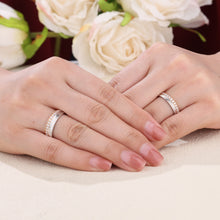 Load image into Gallery viewer, "Couple Ring" 18K rotatable custom-engraved couple diamond ring