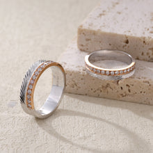 Load image into Gallery viewer, "Couple Ring" 18K rotatable custom-engraved couple diamond ring