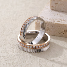 Load image into Gallery viewer, "Couple Ring" 18K rotatable custom-engraved couple diamond ring