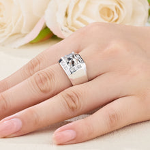 Load image into Gallery viewer, "Couple Ring" 18K rotatable custom-engraved couple diamond ring