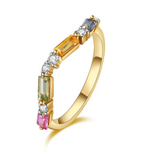 Load image into Gallery viewer, 18K natural baguette sapphire colored gemstone diamond ring
