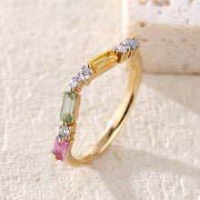 Load image into Gallery viewer, 18K natural baguette sapphire colored gemstone diamond ring