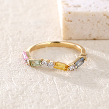 Load image into Gallery viewer, 18K natural baguette sapphire colored gemstone diamond ring