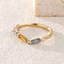 Load image into Gallery viewer, 18K natural baguette sapphire colored gemstone diamond ring