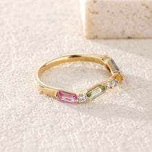 Load image into Gallery viewer, 18K natural baguette sapphire colored gemstone diamond ring