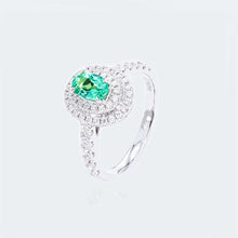 Load image into Gallery viewer, "Snowy Mountains and Green Hills" 18K emerald and diamond ring