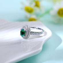 Load image into Gallery viewer, "Snowy Mountains and Green Hills" 18K emerald and diamond ring