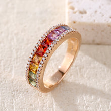 Load image into Gallery viewer, "Princess Combination" Princess 18K natural sapphire diamond ring