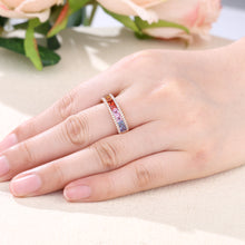 Load image into Gallery viewer, "Princess Combination" Princess 18K natural sapphire diamond ring