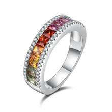 Load image into Gallery viewer, "Princess Combination" Princess 18K natural sapphire diamond ring