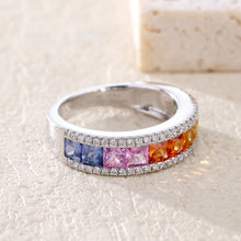 Load image into Gallery viewer, "Princess Combination" Princess 18K natural sapphire diamond ring