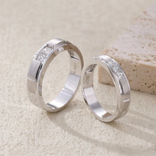 Load image into Gallery viewer, "Couple Ring" 18K rotatable custom-engraved couple diamond ring