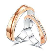 Load image into Gallery viewer, "Couple Ring" 18K rotatable custom-engraved couple diamond ring