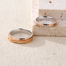 Load image into Gallery viewer, "Couple Ring" 18K rotatable custom-engraved couple diamond ring