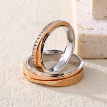 Load image into Gallery viewer, "Couple Ring" 18K rotatable custom-engraved couple diamond ring