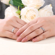 Load image into Gallery viewer, "Couple Ring" 18K rotatable custom-engraved couple diamond ring