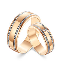 Load image into Gallery viewer, "Couple Ring" 18K rotatable custom-engraved couple diamond ring