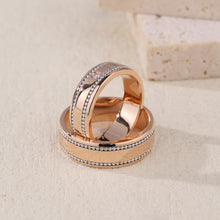 Load image into Gallery viewer, "Couple Ring" 18K rotatable custom-engraved couple diamond ring