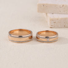 Load image into Gallery viewer, "Couple Ring" 18K rotatable custom-engraved couple diamond ring