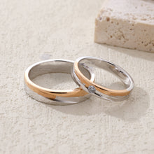Load image into Gallery viewer, "Couple Ring" 18K rotatable custom-engraved couple diamond ring