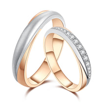 Load image into Gallery viewer, "Couple Ring" 18K rotatable custom-engraved couple diamond ring